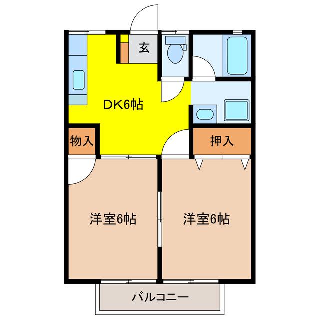コーポ千代(2DK/1階)の間取り写真