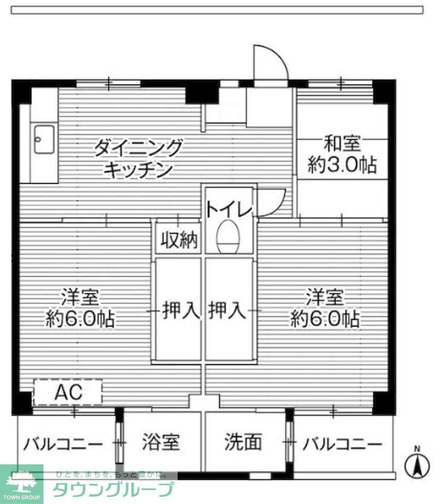 ビレッジハウス小比企5号棟(3DK/1階)の間取り写真