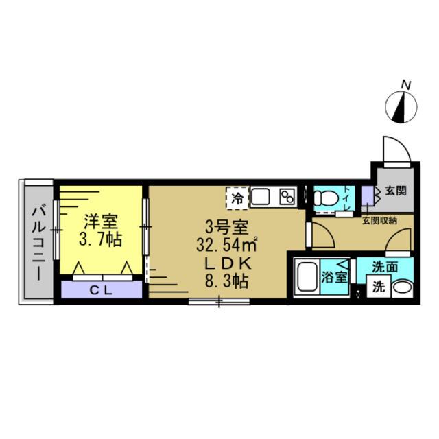 SOLARE本千葉(1LDK/1階)の間取り写真