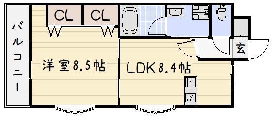 浅野ベイタワー(1LDK/7階)の間取り写真