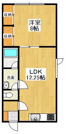 Kハウス(1LDK/1階)の間取り写真