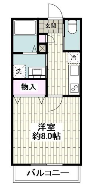 フォレストコート(1K/1階)の間取り写真