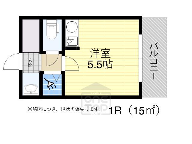 クレイドル江坂(ワンルーム/3階)の間取り写真