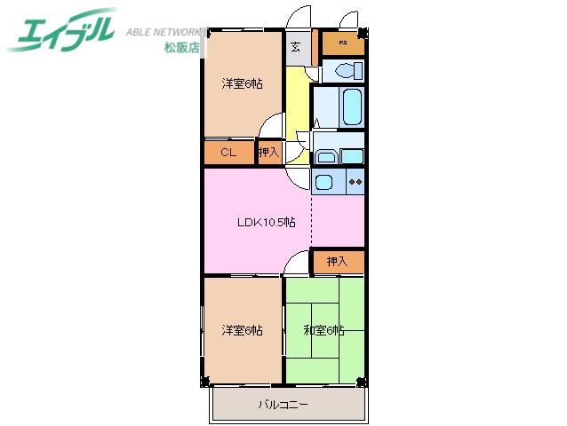 中川ファーストマンションIII(3LDK/2階)の間取り写真