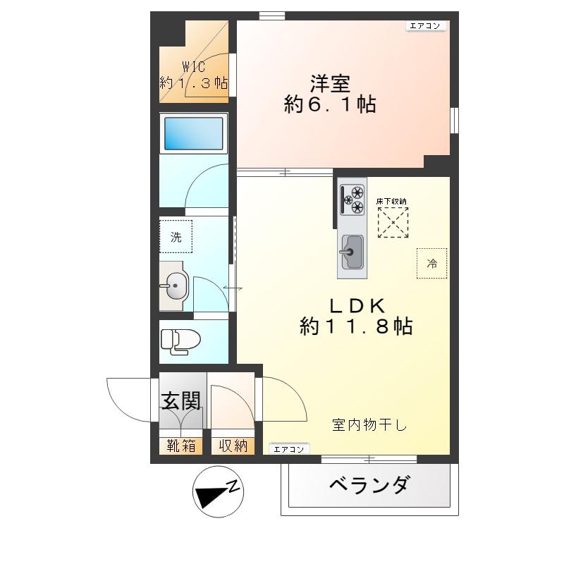 PEONY NOGATA(1LDK/1階)の間取り写真