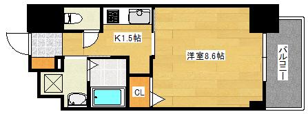 CASSIA河原町平和大通(1K/11階)の間取り写真