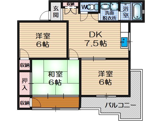 山勘マンション(2DK/1階)の間取り写真