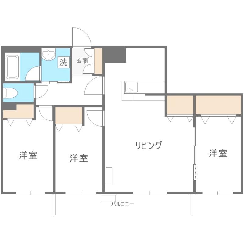 リーフウィング(3LDK/4階)の間取り写真