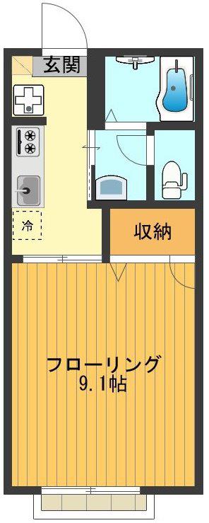 プラザコートⅡ(1K/2階)の間取り写真