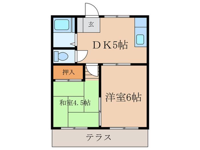 シルバーコーポ(2DK/1階)の間取り写真