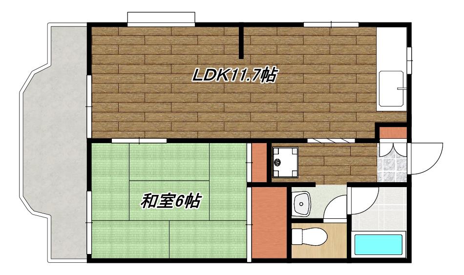 エクステンドロイヤル(1LDK/2階)の間取り写真