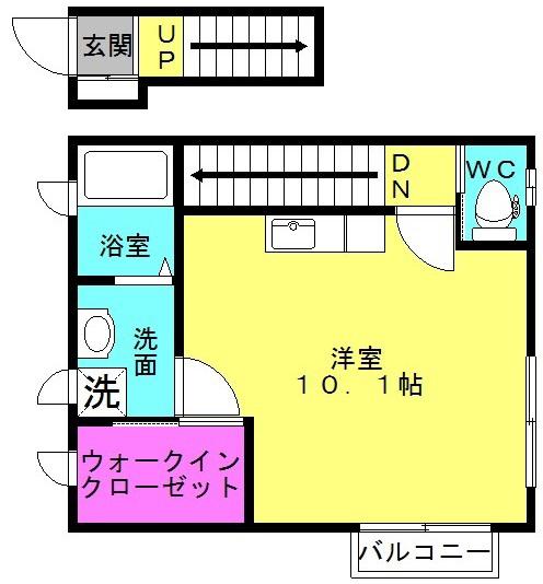 木村ハイツI(ワンルーム/2階)の間取り写真
