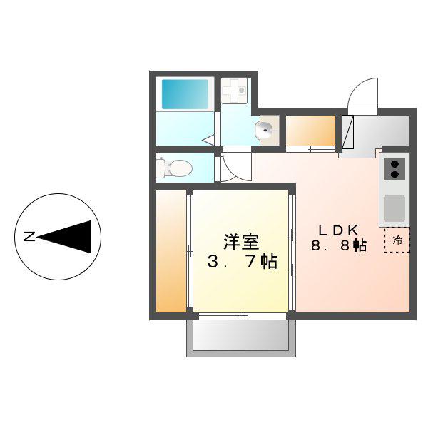 ハーモニーテラス二番Ⅶ(1LDK/3階)の間取り写真