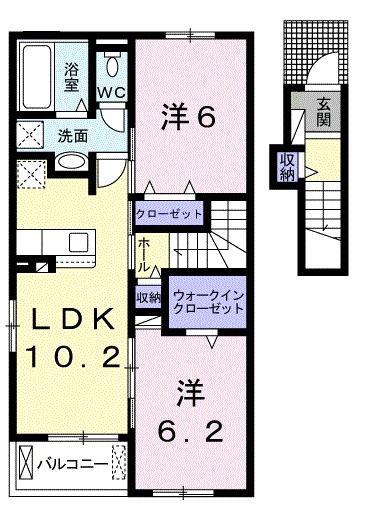 セレッソIV(2LDK/2階)の間取り写真