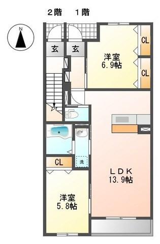 FELIO(2LDK/2階)の間取り写真