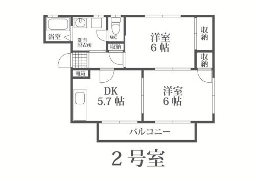 ディアス長住(2DK/1階)の間取り写真