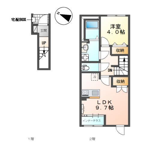 丹波篠山市中野II(1LDK/2階)の間取り写真