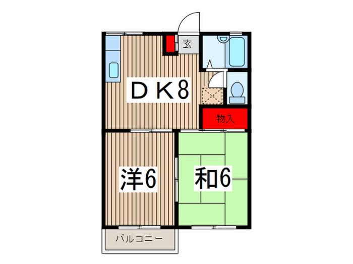 ウォーターパーク塚本B-I(2DK/1階)の間取り写真