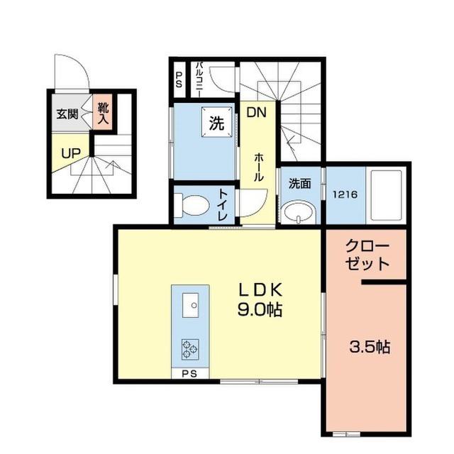 シャビーリブ(1LDK/2階)の間取り写真