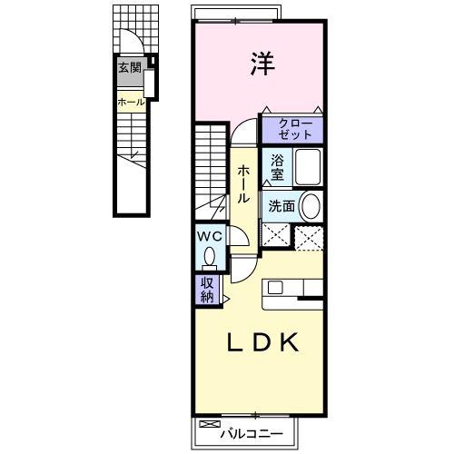 スカイクレバー(1LDK/2階)の間取り写真