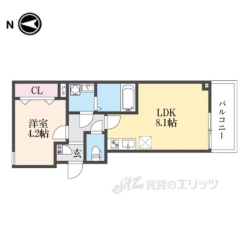 ジーメゾン奈良エルシア(1LDK/3階)の間取り写真