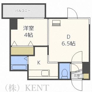 ラフォーレ円山公園(1LDK/2階)の間取り写真