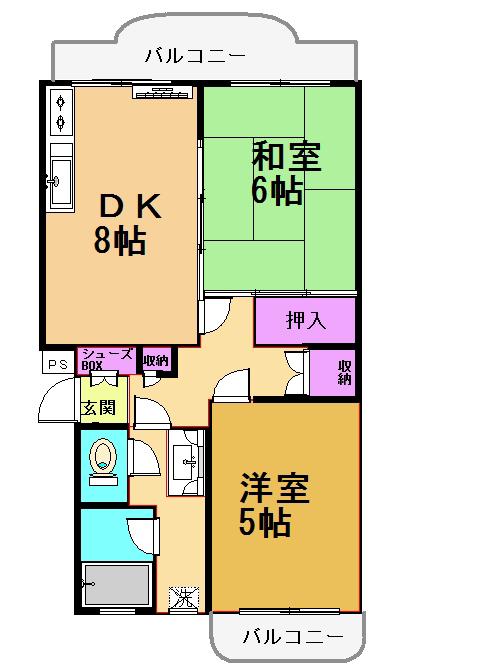 レジデンス八雲台(2DK/3階)の間取り写真