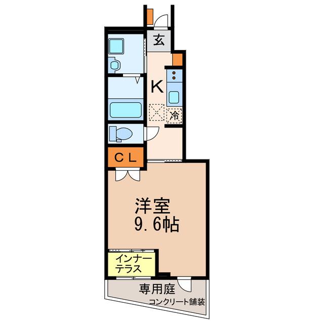 ミレイ イースト (1K/1階)の間取り写真