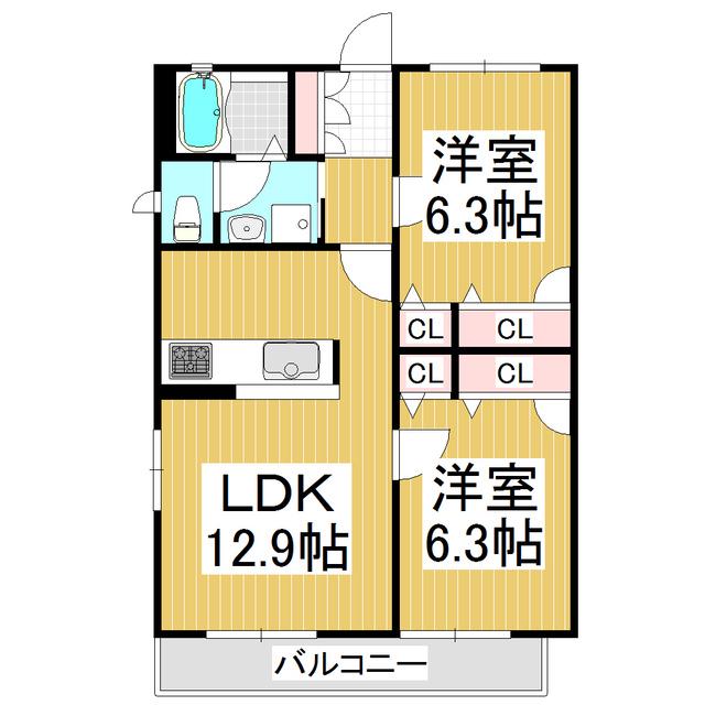 メゾンドレディ(2LDK/1階)の間取り写真