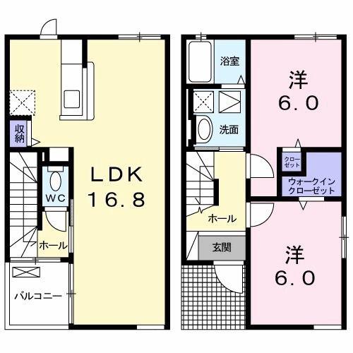 サンシャインコテージI E(2LDK/1階)の間取り写真
