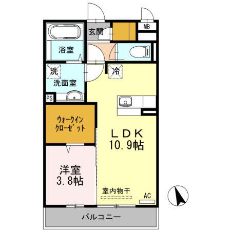 SEJOUR木之庄(1LDK/2階)の間取り写真
