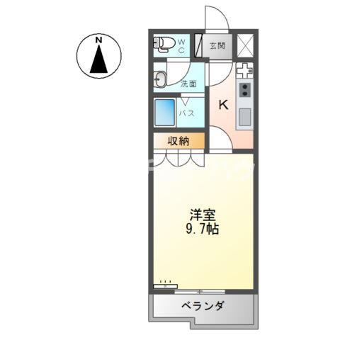 コーポ・ブルースカイ(1K/2階)の間取り写真