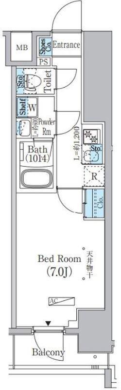 プライムブリス上野元浅草(1K/10階)の間取り写真