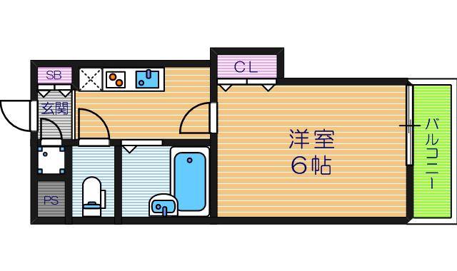 アパルト松崎(1K/6階)の間取り写真