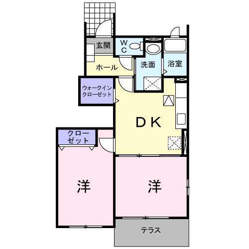 シエル ヴェルソーIII(2DK/1階)の間取り写真