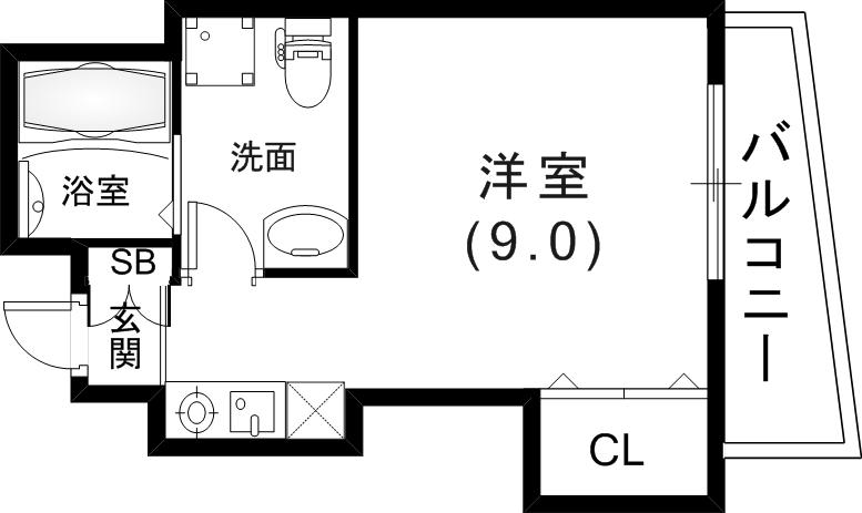 ポルト新神戸(1K/10階)の間取り写真
