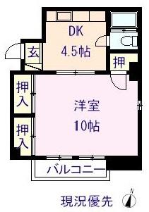ルーエ霞町(1DK/2階)の間取り写真