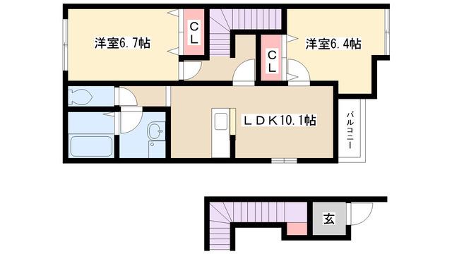 プリオール椿(2LDK/2階)の間取り写真
