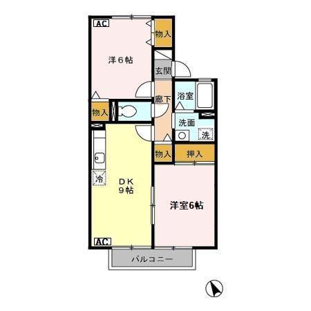 ルーチェ大塚 C棟(2DK/2階)の間取り写真