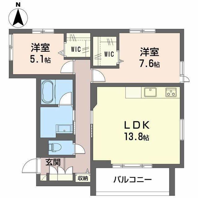 CRESTIEQ大岩本町(2LDK/1階)の間取り写真