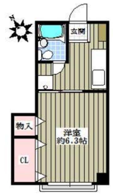 筑波マンション(1K/4階)の間取り写真