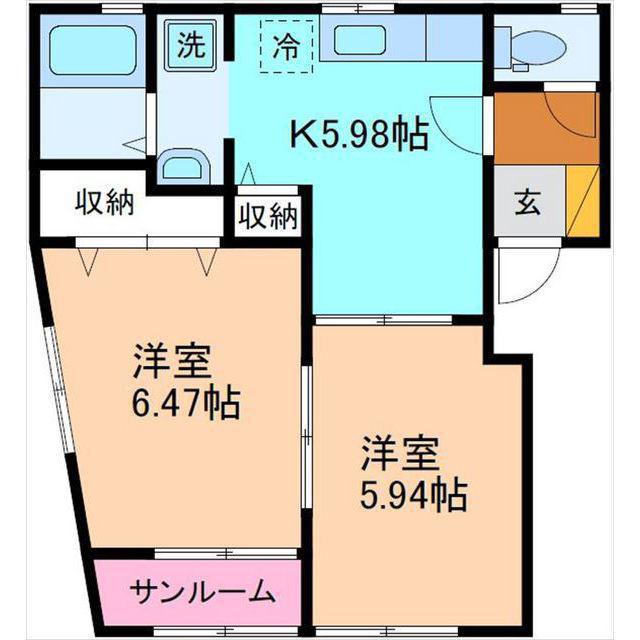 テンダリー(2K/1階)の間取り写真