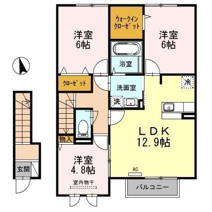 シルビア(3LDK/2階)の間取り写真
