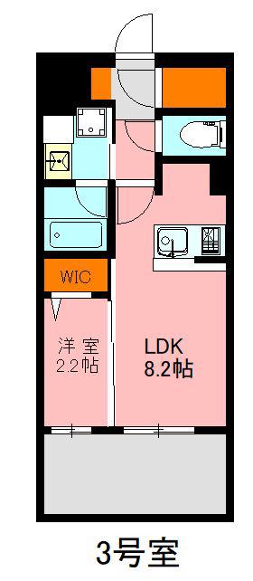 デュ・レジア博多レジデンス(1LDK/2階)の間取り写真