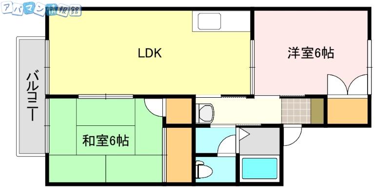ウェルネス天神尾B(2LDK/1階)の間取り写真