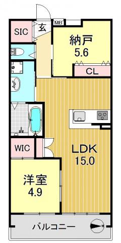 サイプレス加美東(2LDK/3階)の間取り写真