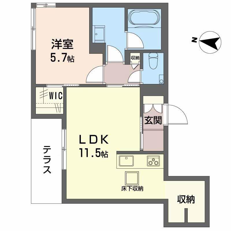 SHAMAISON GARDENS 旭が丘II(1LDK/1階)の間取り写真