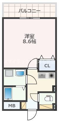 パークサイド島崎(1K/1階)の間取り写真