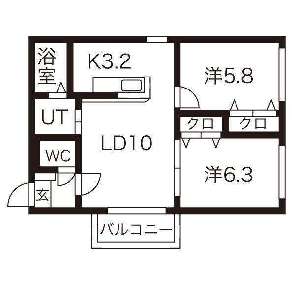 FINESSE DOMANI(2LDK/3階)の間取り写真