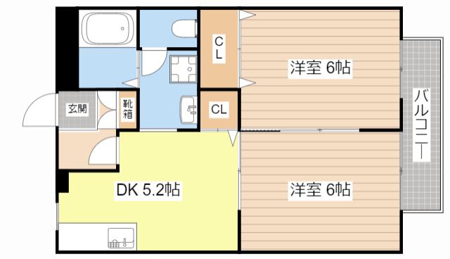 アヴァンス(2DK/2階)の間取り写真